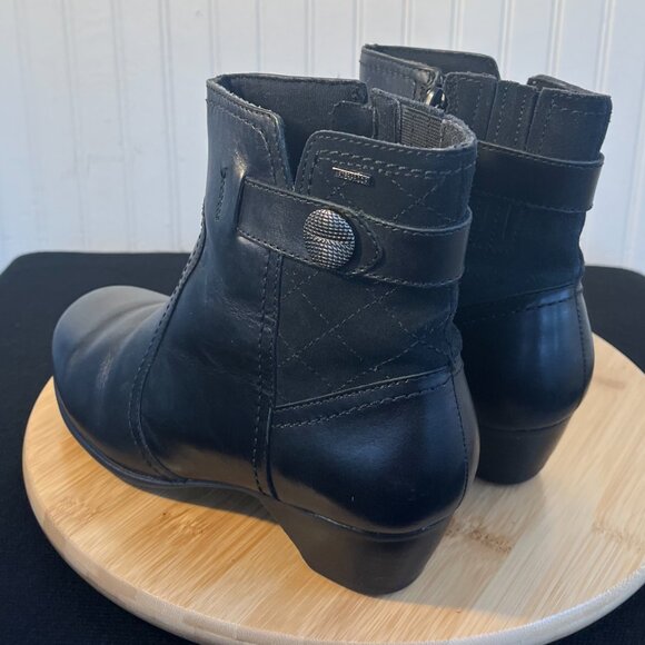 Black Leather Waterproof Ankle Boots, Patrina, AVARON by NEW BALANCE, Sz 8D Wide - Picture 3 of 11